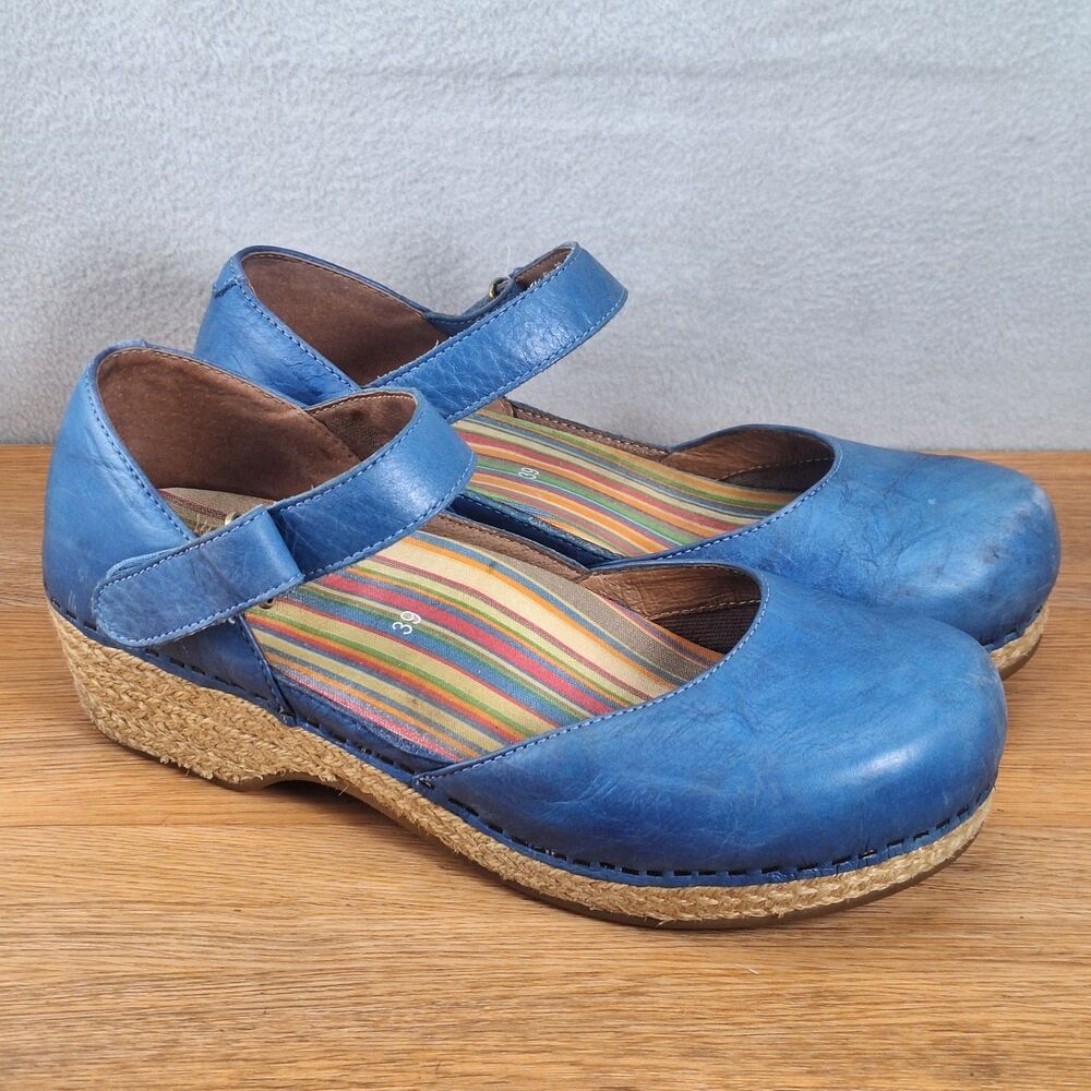 Dansko Mae Women's 10-10.5 EU 39 Casual Shoes Denim Burnished Leather Strap